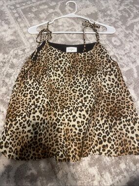 Everly Leopard Print Tie-Strap Cami in Brown and Black